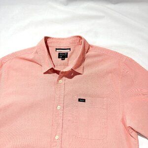 RVCA Mens Shirt Large Salmon Short Sleeve Button Down Slim Fit Pocket Casual